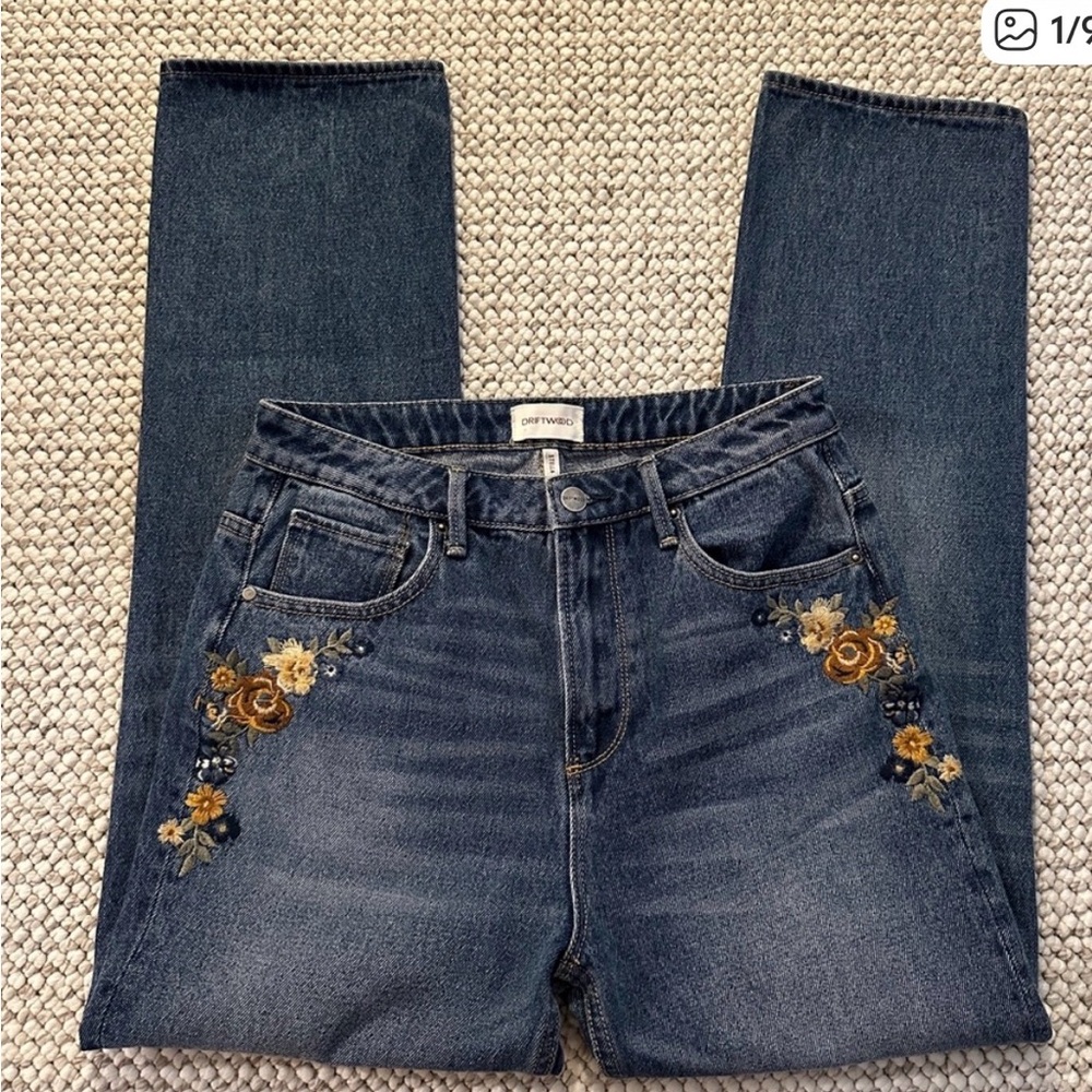 NWOT Free People x Driftwood Floral Embroidered Stella Jeans - Picture 5 of 10
